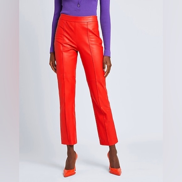 🔥🔥🔥 8 by Yoox Coral LEATHER STRAIGHT-LEG FIT PANT size XS US🔥🔥🔥 - Picture 4 of 10